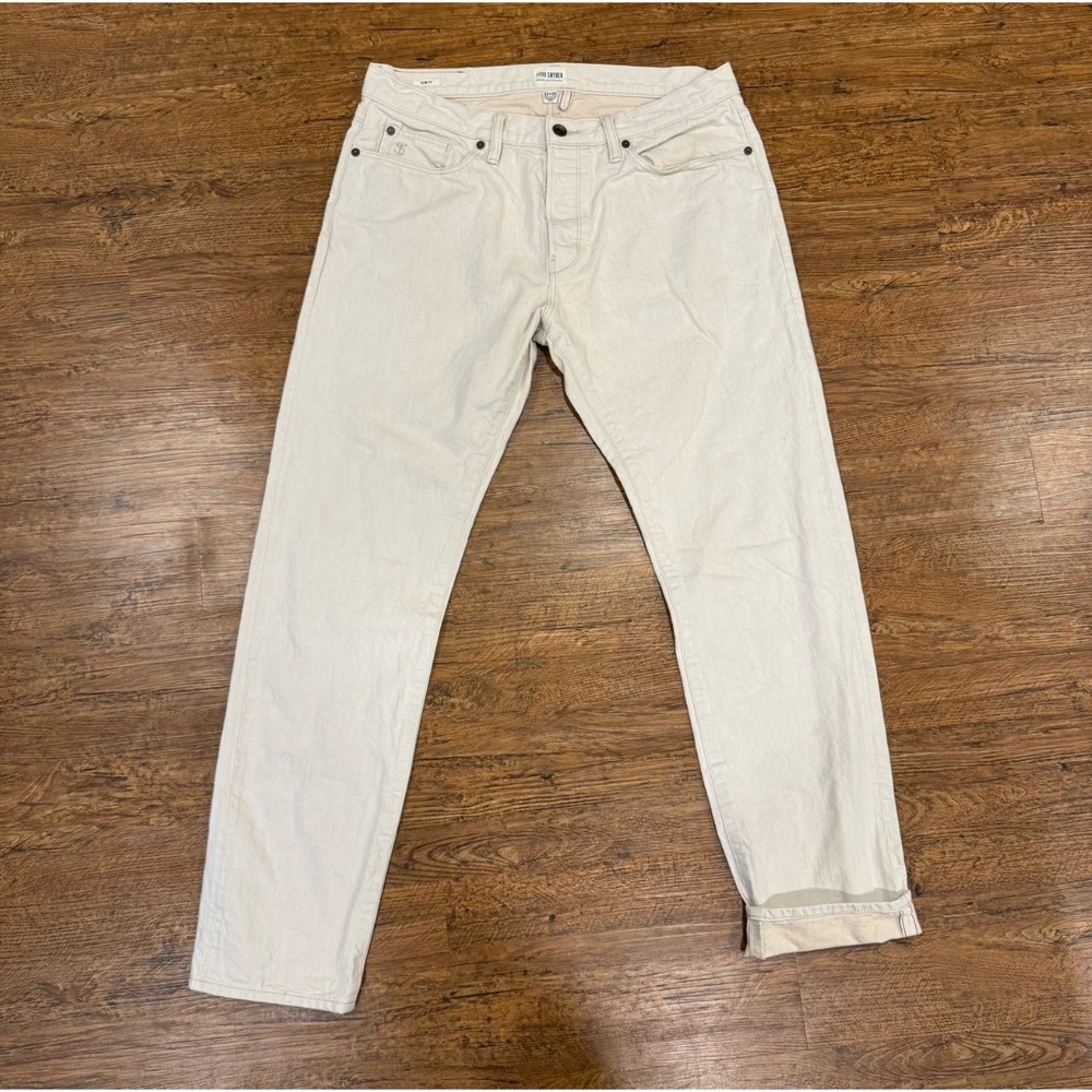 Todd Snyder Beige Slim Fit Japanese Selvedge Button Fly Denim Jeans Men's 33x32